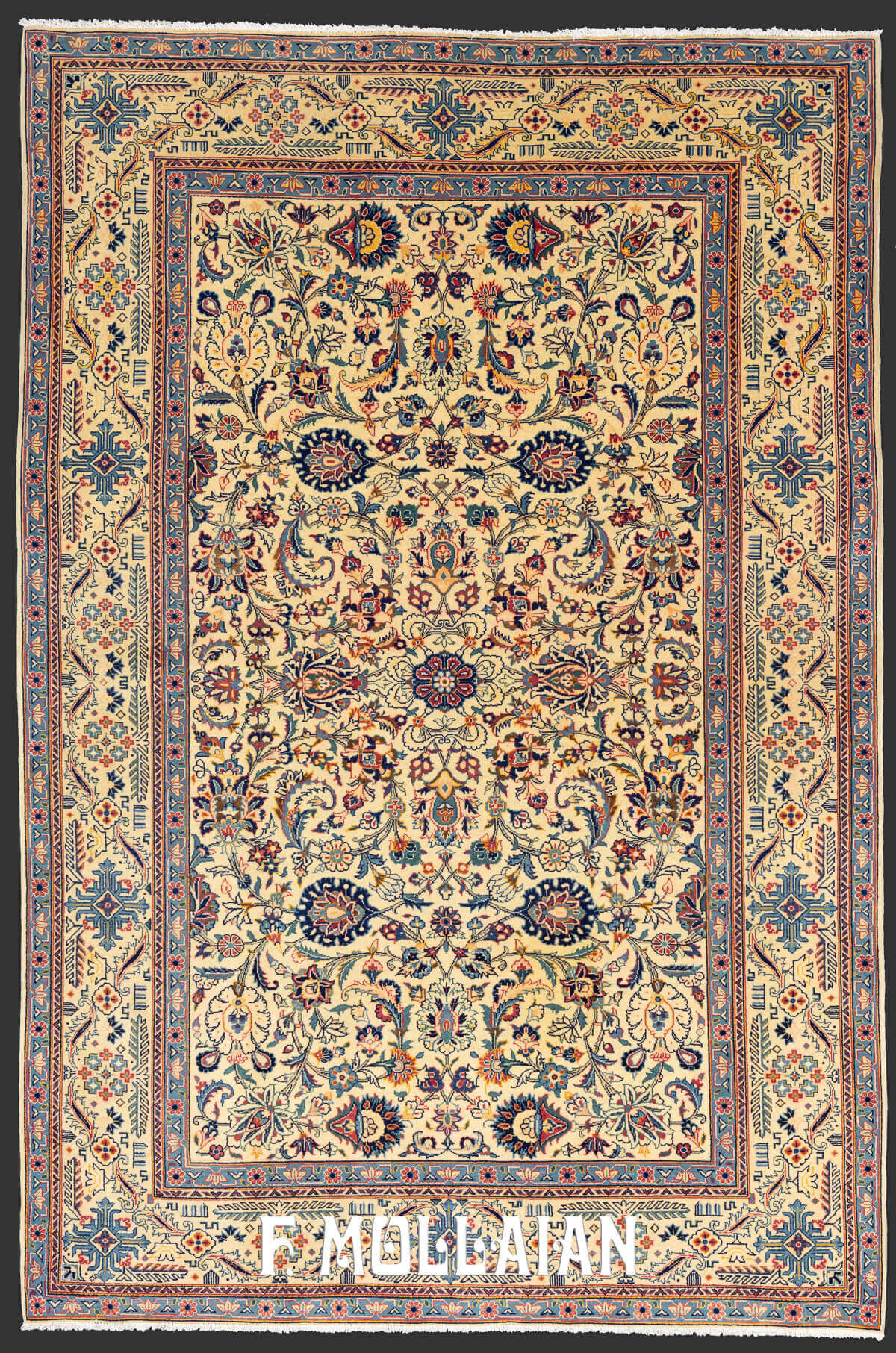 Hand-knotted Antique Persian Kashan Rug with Kurk Wool n°:62976573